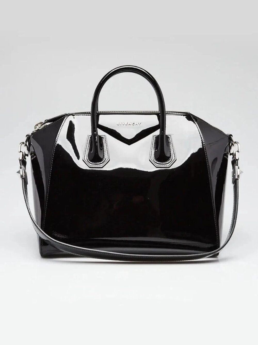 Givenchy Black Patent Leather Medium Antigona Bag